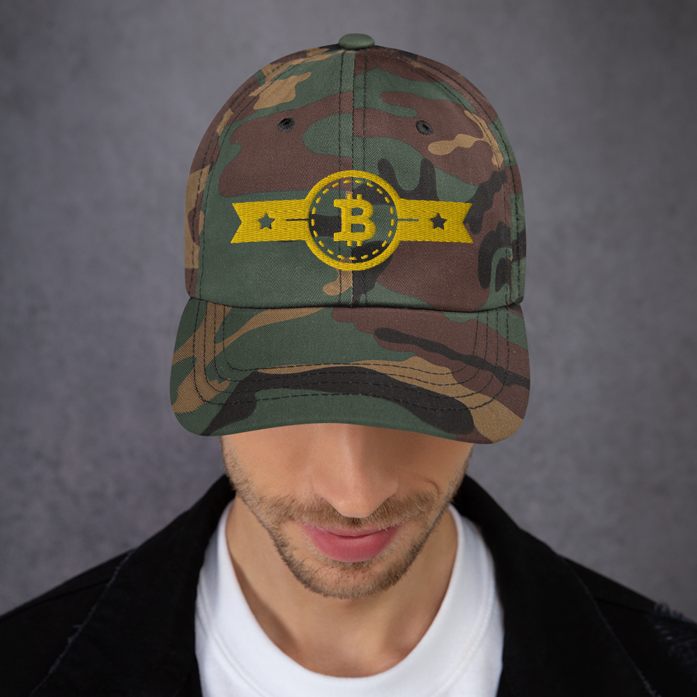 Bitcoin Medal Camouflage Gold Dad Hat